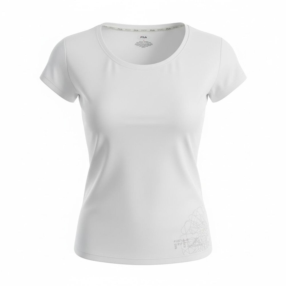 Fila Sport Womens M White Activewear T-Shirt Lightweight Stretch Fabric